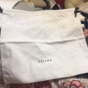 Celine dust bag for purses white with black logo